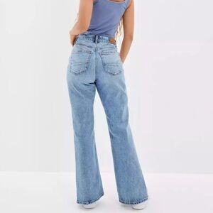 American Eagle Stretch '90s Bootcut Jean in Faded Indigo split hem long length